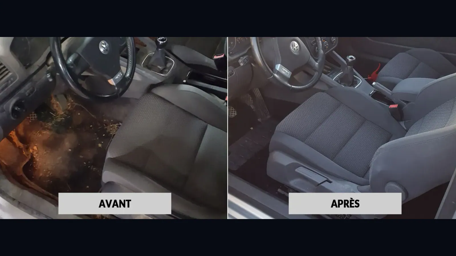 Avant et apres: nettoyage sieges (exemple)